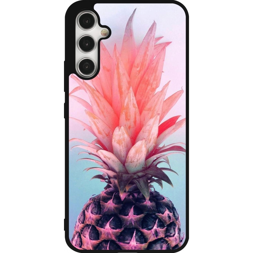 Samsung Galaxy A34 5G Case Hülle - Silikon schwarz Purple Pink Pineapple