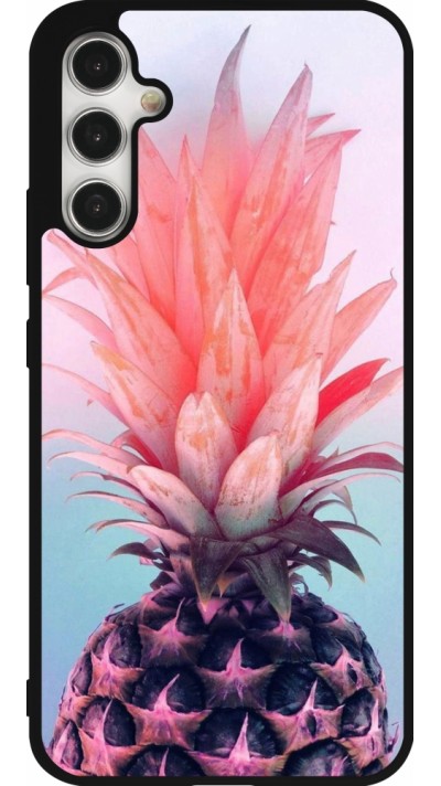 Samsung Galaxy A34 5G Case Hülle - Silikon schwarz Purple Pink Pineapple