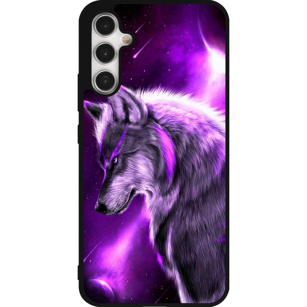 Samsung Galaxy A34 5G Case Hülle - Silikon schwarz Purple Sky Wolf