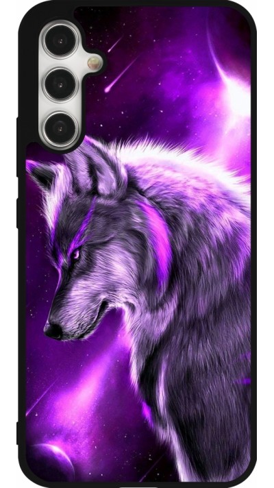 Coque Samsung Galaxy A34 5G - Silicone rigide noir Purple Sky Wolf