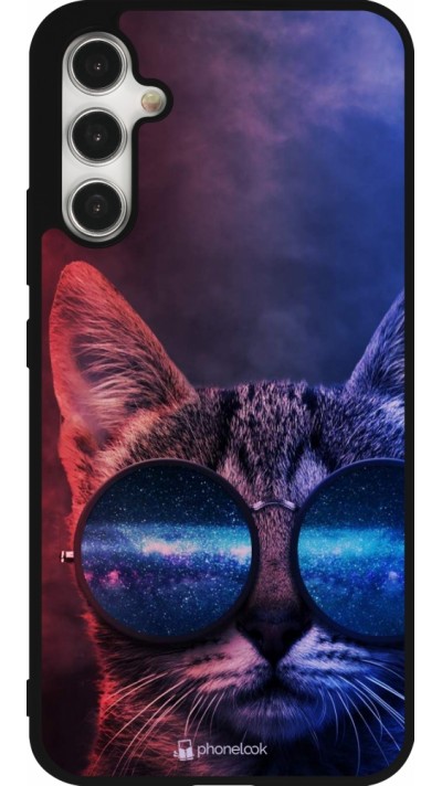 Coque Samsung Galaxy A34 5G - Silicone rigide noir Red Blue Cat Glasses