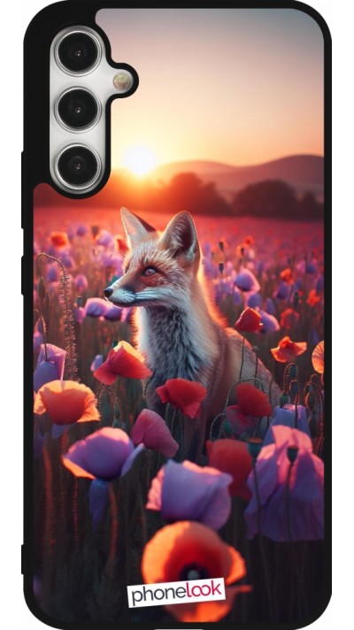 Samsung Galaxy A34 5G Case Hülle - Silikon schwarz Purpurroter Fuchs bei Dammerung