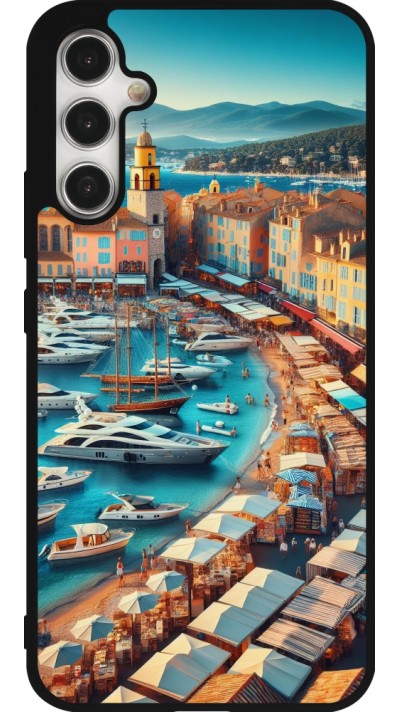 Samsung Galaxy A34 5G Case Hülle - Silikon schwarz Saint-Tropez Strand