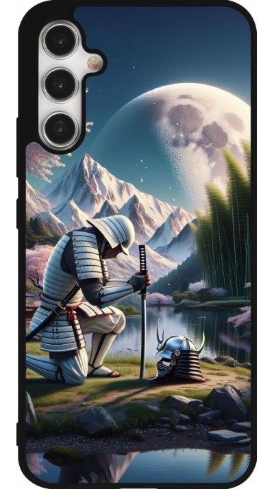 Samsung Galaxy A34 5G Case Hülle - Silikon schwarz Samurai Katana Mond