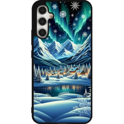 Coque Samsung Galaxy A34 5G - Silicone rigide noir Snowy Mountain Village Lake night