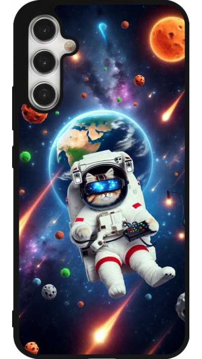 Coque Samsung Galaxy A34 5G - Silicone rigide noir VR SpaceCat Odyssey