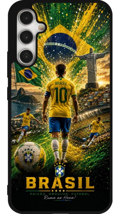 Samsung Galaxy A34 5G Case Hülle - Silikon schwarz Fussball Brasilien splash 2026