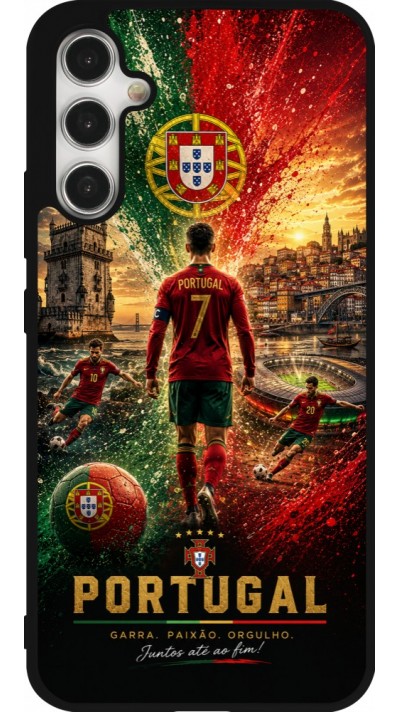 Samsung Galaxy A34 5G Case Hülle - Silikon schwarz Fussball Portugal splash 2026