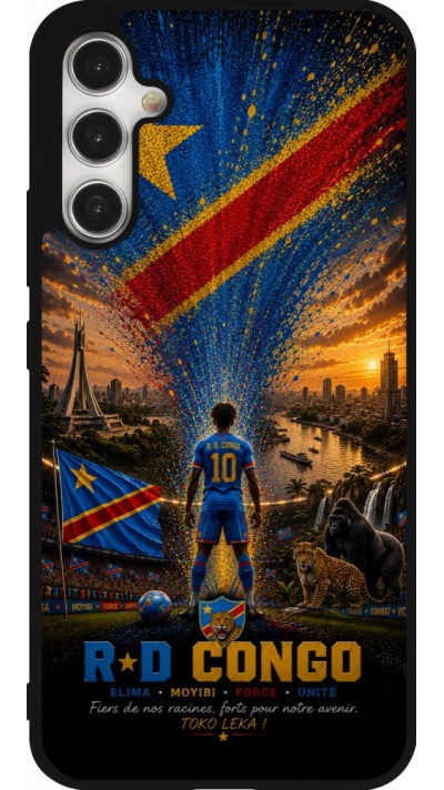 Samsung Galaxy A34 5G Case Hülle - Silikon schwarz Fussball Demokratische Republik Kongo splash 2026