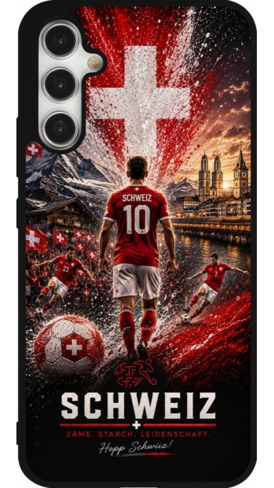 Samsung Galaxy A34 5G Case Hülle - Silikon schwarz Fussball Schweiz splash 2026