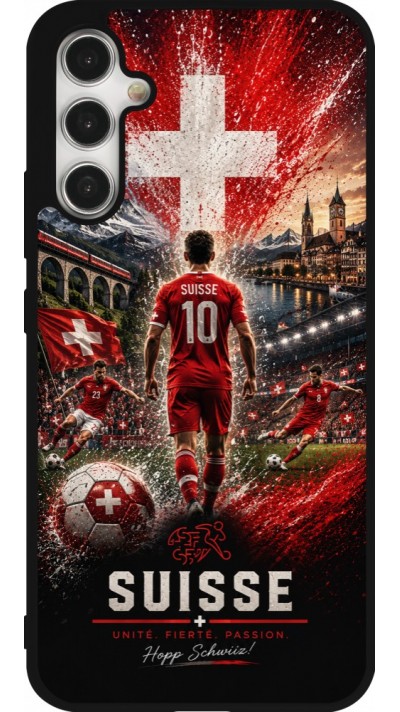 Samsung Galaxy A34 5G Case Hülle - Silikon schwarz Fussball Suisse splash 2026