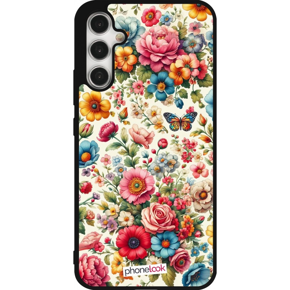 Samsung Galaxy A34 5G Case Hülle - Silikon schwarz Spring 25 fruehling bluetend