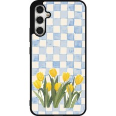 Coque Samsung Galaxy A34 5G - Silicone rigide noir Blue vichy tulips Spring 2026