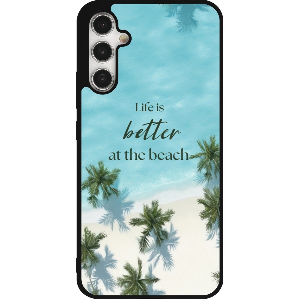 Coque Samsung Galaxy A34 5G - Silicone rigide noir Summer 2025 Life is better at the beach