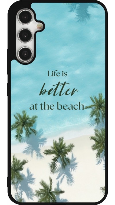 Coque Samsung Galaxy A34 5G - Silicone rigide noir Summer 2025 Life is better at the beach