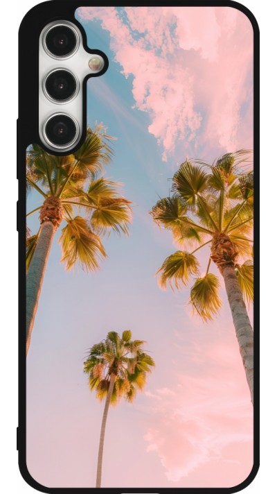 Coque Samsung Galaxy A34 5G - Silicone rigide noir Summer 2025 Palmiers