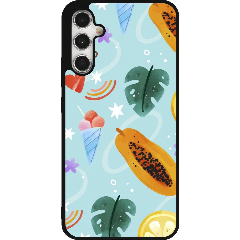 Coque Samsung Galaxy A34 5G - Silicone rigide noir Summer 2025 Pattern papaya