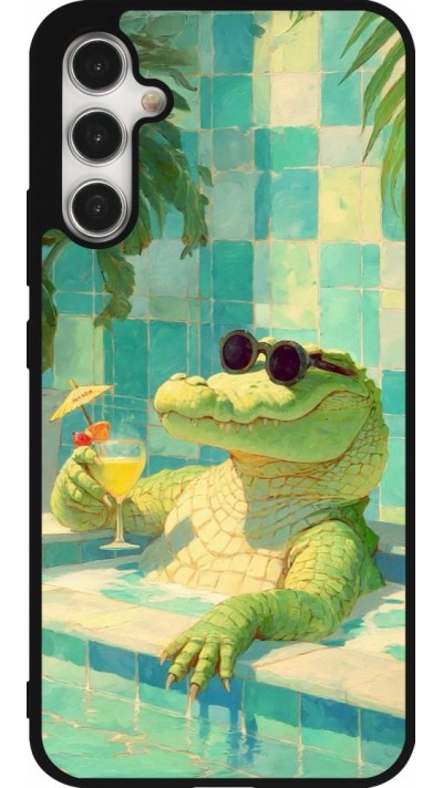 Samsung Galaxy A34 5G Case Hülle - Silikon schwarz Crocodile in the swimming pool Summer 2026