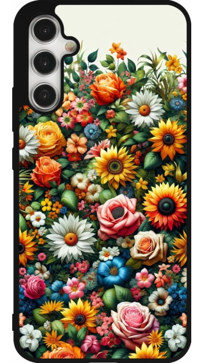 Samsung Galaxy A34 5G Case Hülle - Silikon schwarz Sommer Blumenmuster
