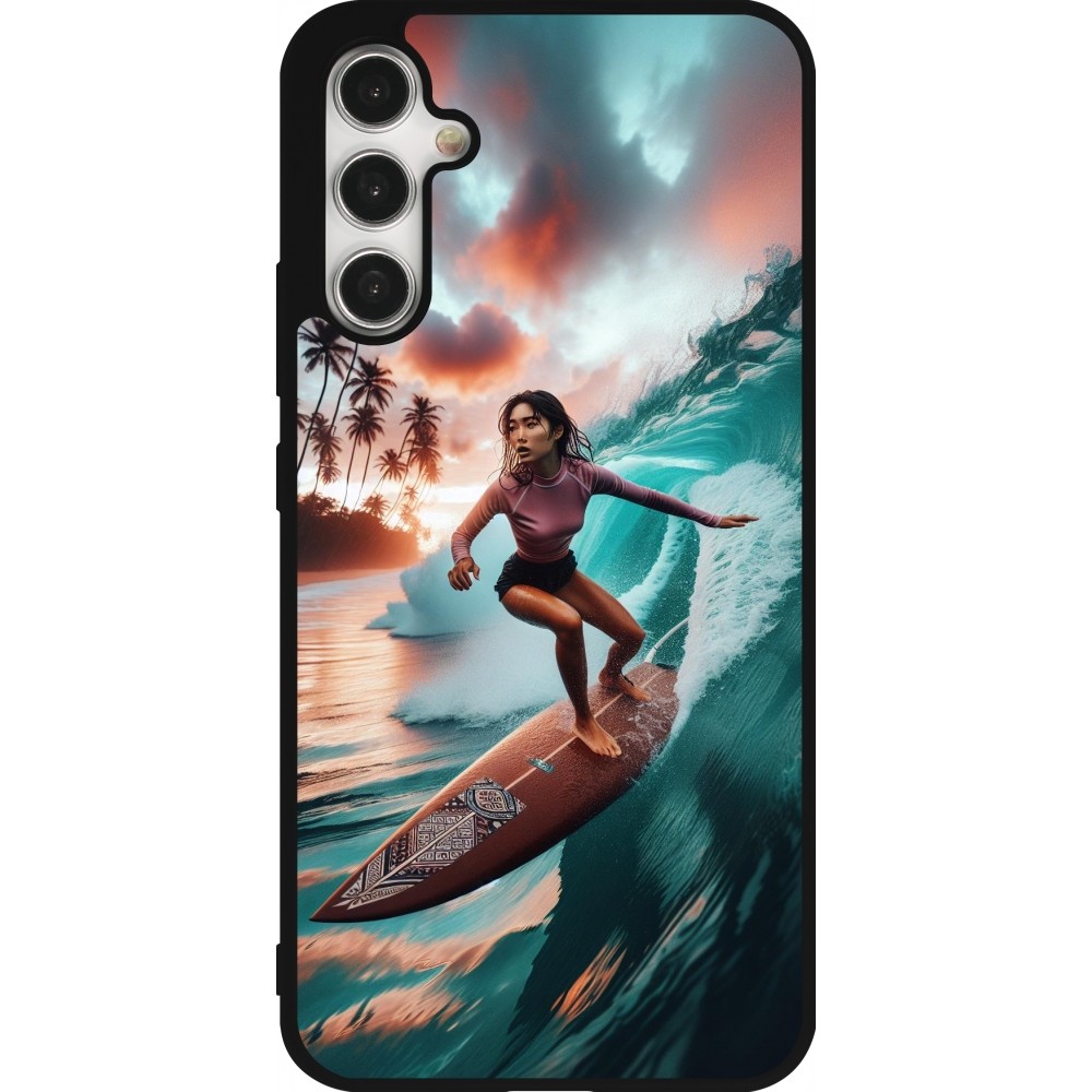 Samsung Galaxy A34 5G Case Hülle - Silikon schwarz Surferin aus Bali