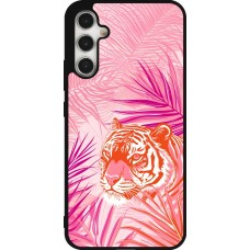 Samsung Galaxy A34 5G Case Hülle - Silikon schwarz Tiger Palmen rosa