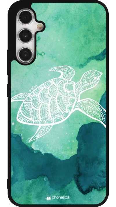 Coque Samsung Galaxy A34 5G - Silicone rigide noir Turtle Aztec Watercolor
