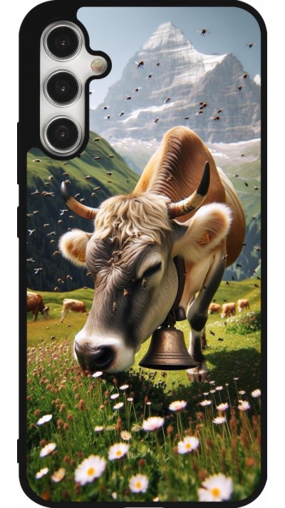 Coque Samsung Galaxy A34 5G - Silicone rigide noir Vache montagne Valais
