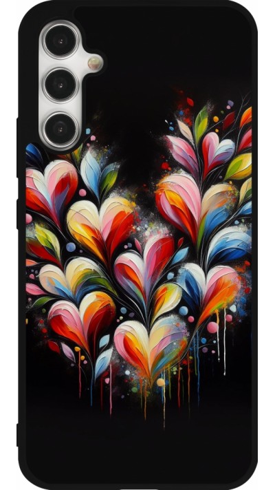 Coque Samsung Galaxy A34 5G - Silicone rigide noir Valentine 2024 Coeur Noir Abstrait