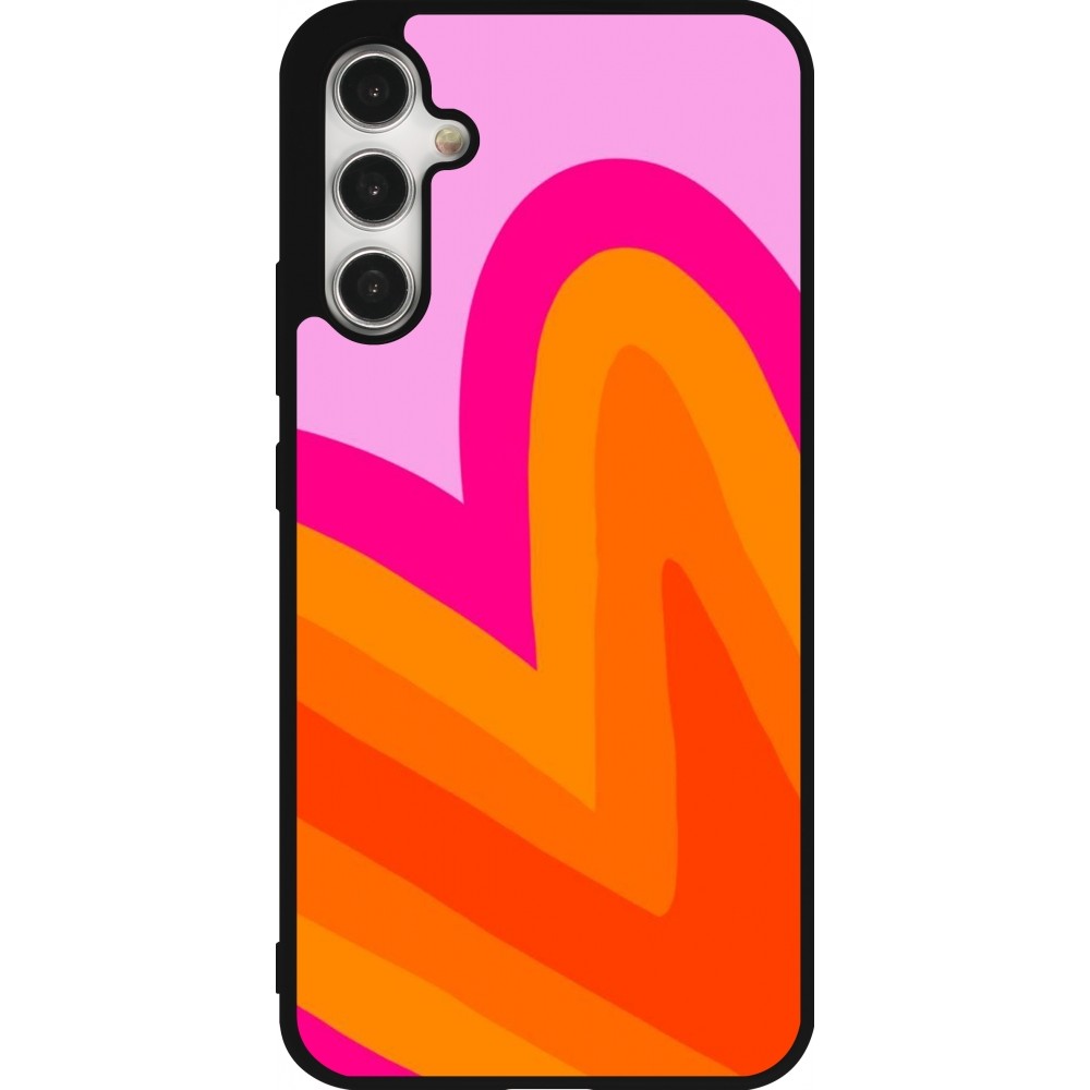 Coque Samsung Galaxy A34 5G - Silicone rigide noir Valentine 2024 heart gradient