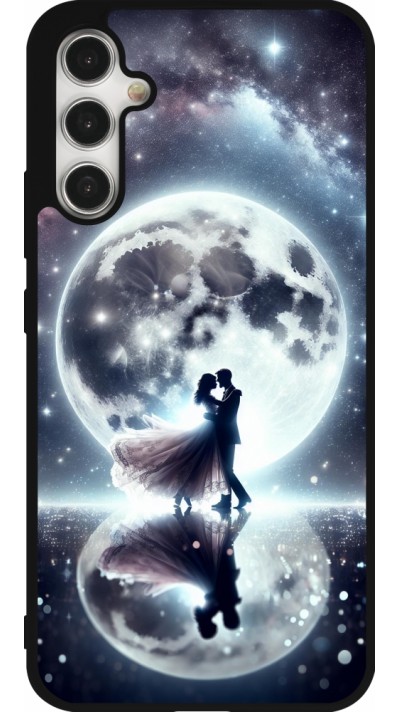 Coque Samsung Galaxy A34 5G - Silicone rigide noir Valentine 2024 Love under the moon