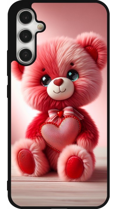 Coque Samsung Galaxy A34 5G - Silicone rigide noir Valentine 2024 Ourson rose