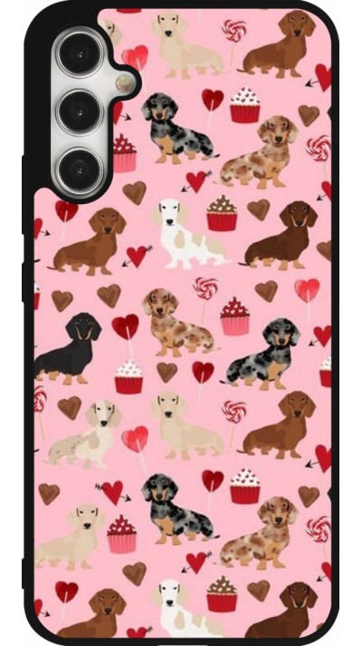 Coque Samsung Galaxy A34 5G - Silicone rigide noir Valentine 2024 puppy love