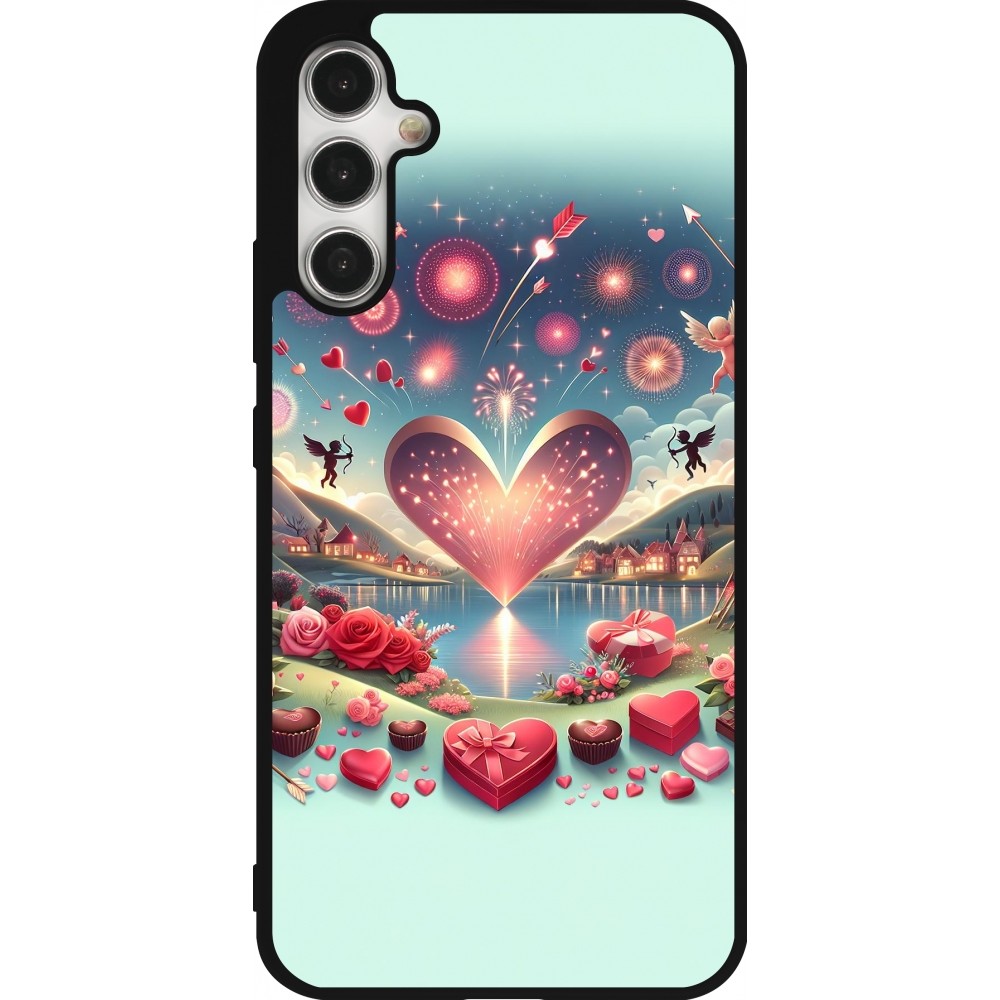 Coque Samsung Galaxy A34 5G - Silicone rigide noir Valentine 2025 Chic