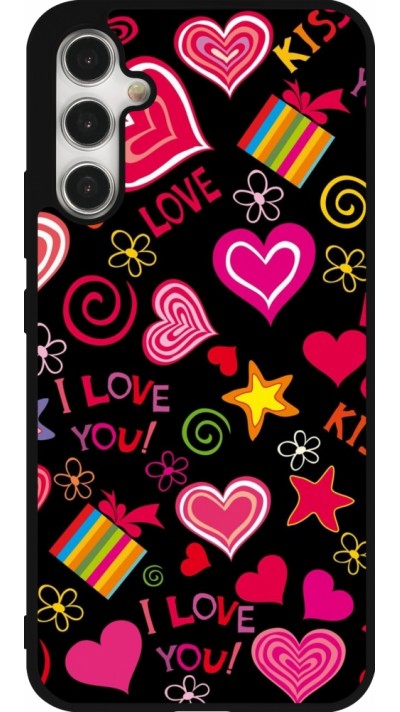 Coque Samsung Galaxy A34 5G - Silicone rigide noir Valentine 2023 love symbols