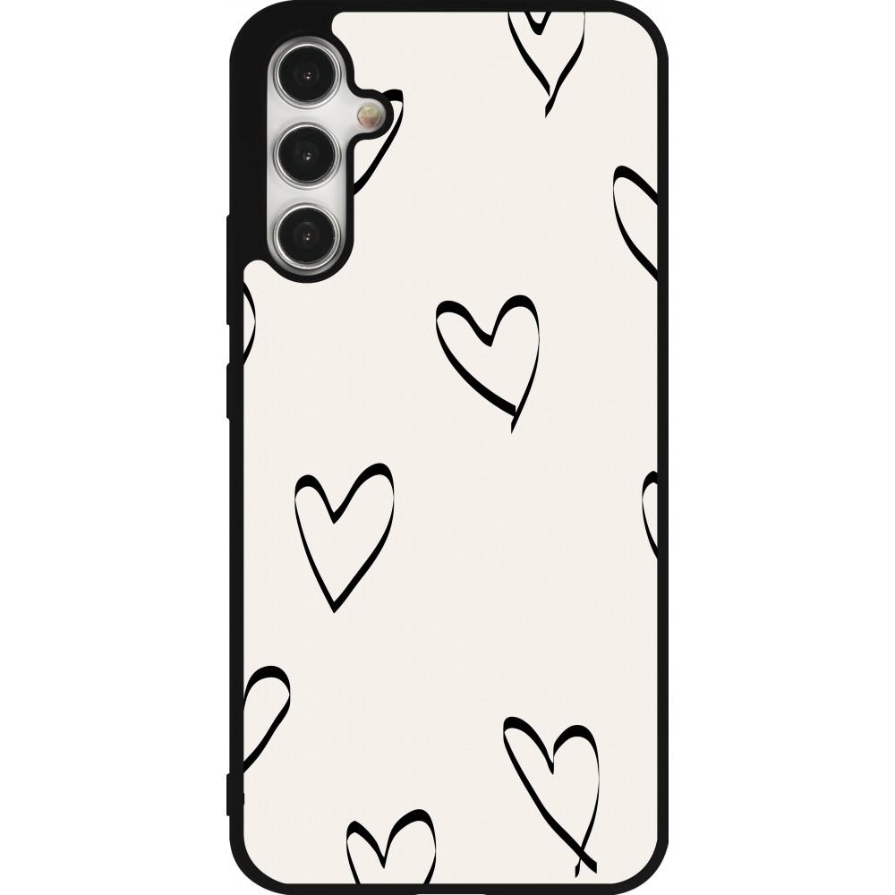 Coque Samsung Galaxy A34 5G - Silicone rigide noir Valentine 2023 minimalist hearts