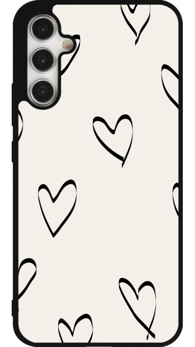 Coque Samsung Galaxy A34 5G - Silicone rigide noir Valentine 2023 minimalist hearts
