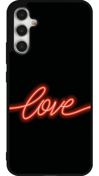 Coque Samsung Galaxy A34 5G - Silicone rigide noir Valentine 2023 neon love