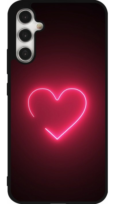 Coque Samsung Galaxy A34 5G - Silicone rigide noir Valentine 2023 single neon heart