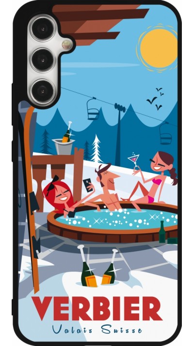 Coque Samsung Galaxy A34 5G - Silicone rigide noir Verbier Mountain Jacuzzi