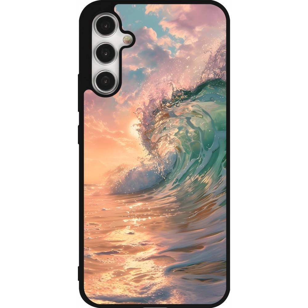 Coque Samsung Galaxy A34 5G - Silicone rigide noir Wave Sunset