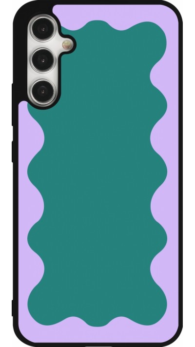 Coque Samsung Galaxy A34 5G - Silicone rigide noir Wavy Rectangle Green Purple