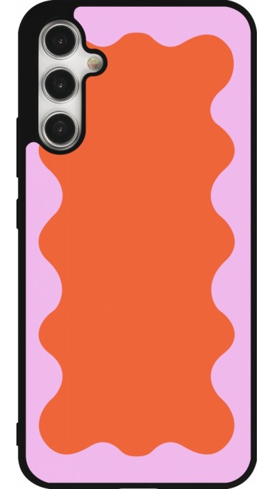 Coque Samsung Galaxy A34 5G - Silicone rigide noir Wavy Rectangle Orange Pink