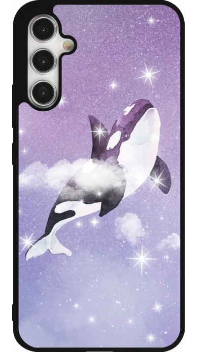Coque Samsung Galaxy A34 5G - Silicone rigide noir Whale in sparking stars
