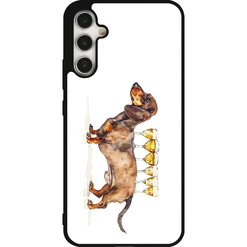 Coque Samsung Galaxy A34 5G - Silicone rigide noir Wine Teckel