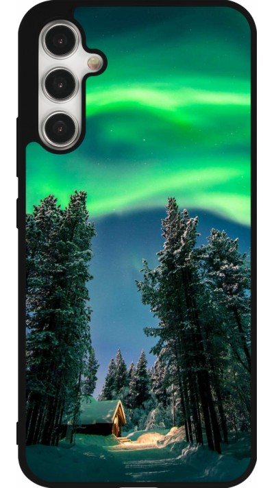 Coque Samsung Galaxy A34 5G - Silicone rigide noir Winter 22 Northern Lights