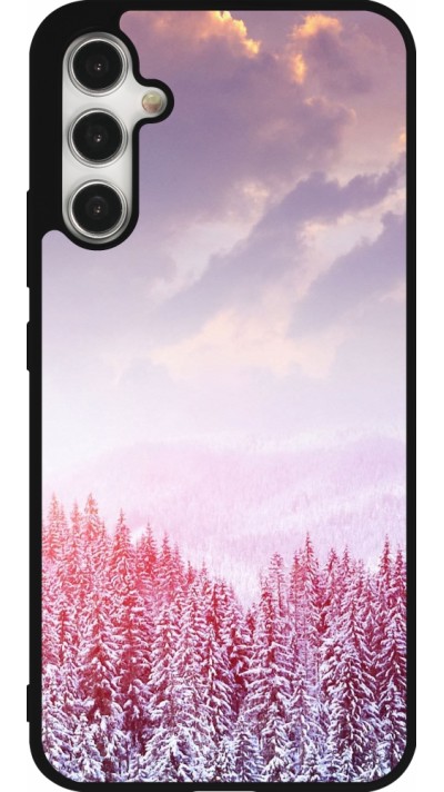 Coque Samsung Galaxy A34 5G - Silicone rigide noir Winter 22 Pink Forest