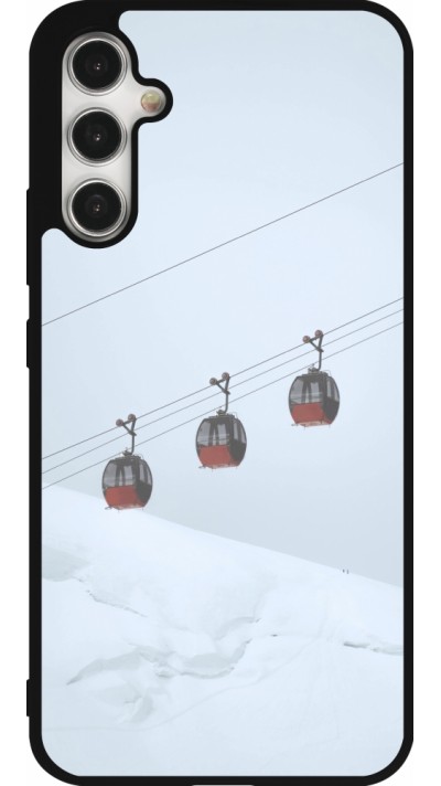 Coque Samsung Galaxy A34 5G - Silicone rigide noir Winter 22 ski lift