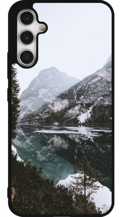 Coque Samsung Galaxy A34 5G - Silicone rigide noir Winter 22 snowy mountain and lake