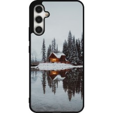 Samsung Galaxy A34 5G Case Hülle - Silikon schwarz Winter 25 Winter house forest afternoon