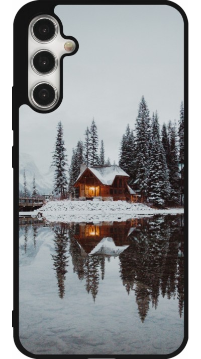 Samsung Galaxy A34 5G Case Hülle - Silikon schwarz Winter 25 Winter house forest afternoon